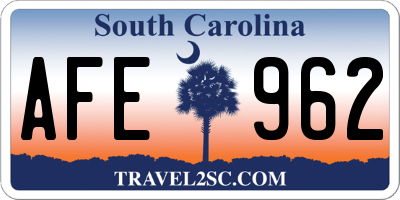 SC license plate AFE962