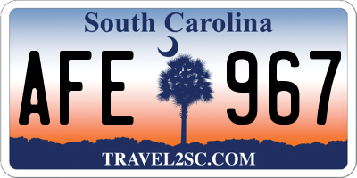SC license plate AFE967