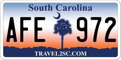 SC license plate AFE972