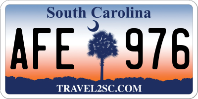 SC license plate AFE976