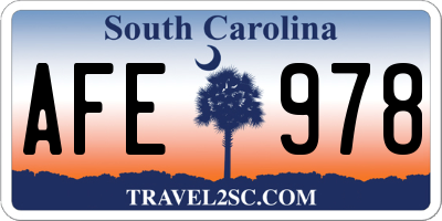 SC license plate AFE978