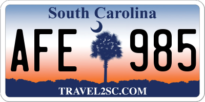 SC license plate AFE985