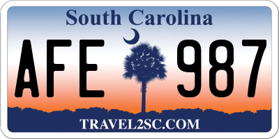 SC license plate AFE987