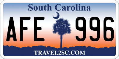 SC license plate AFE996