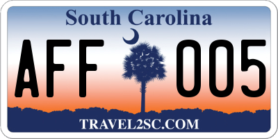 SC license plate AFF005