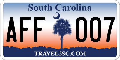 SC license plate AFF007