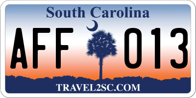 SC license plate AFF013