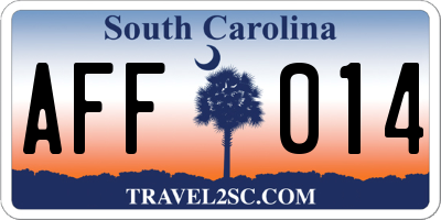 SC license plate AFF014
