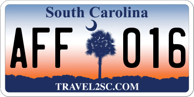 SC license plate AFF016