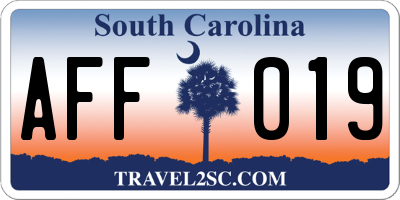 SC license plate AFF019