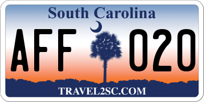 SC license plate AFF020