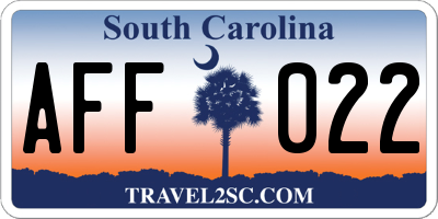 SC license plate AFF022