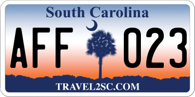 SC license plate AFF023
