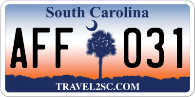 SC license plate AFF031