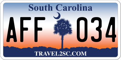 SC license plate AFF034