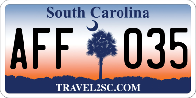 SC license plate AFF035