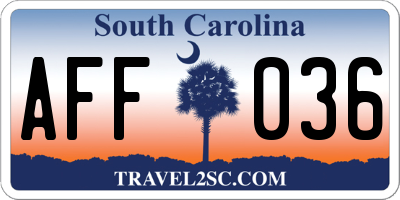 SC license plate AFF036