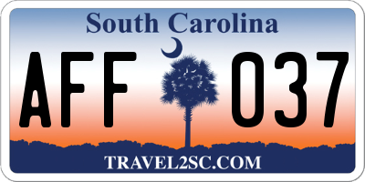 SC license plate AFF037