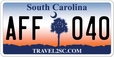 SC license plate AFF040