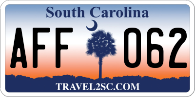 SC license plate AFF062