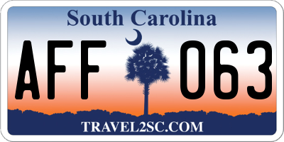 SC license plate AFF063