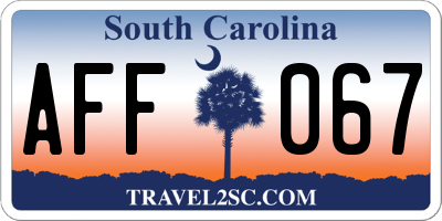 SC license plate AFF067