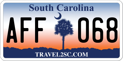 SC license plate AFF068