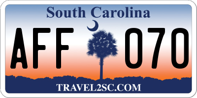 SC license plate AFF070