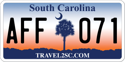 SC license plate AFF071