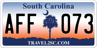 SC license plate AFF073
