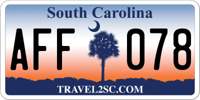 SC license plate AFF078