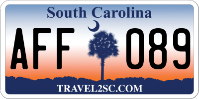 SC license plate AFF089
