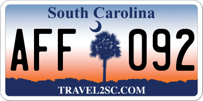 SC license plate AFF092