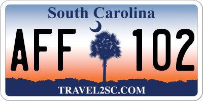 SC license plate AFF102