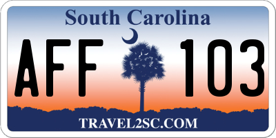 SC license plate AFF103