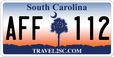 SC license plate AFF112