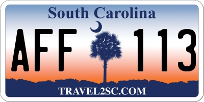 SC license plate AFF113