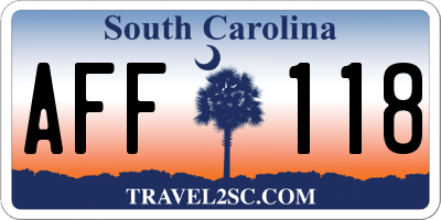 SC license plate AFF118