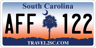 SC license plate AFF122