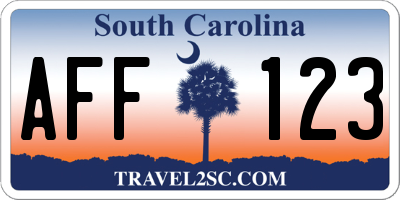 SC license plate AFF123