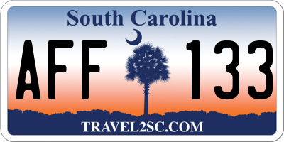 SC license plate AFF133