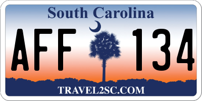 SC license plate AFF134