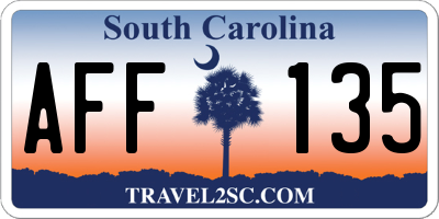 SC license plate AFF135
