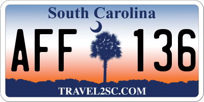 SC license plate AFF136