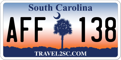 SC license plate AFF138
