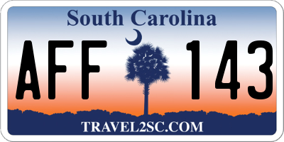 SC license plate AFF143
