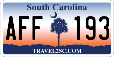SC license plate AFF193