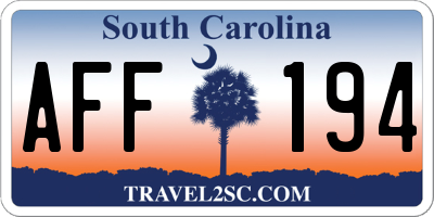SC license plate AFF194