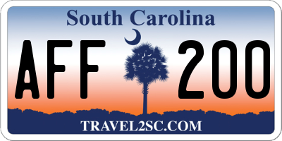 SC license plate AFF200