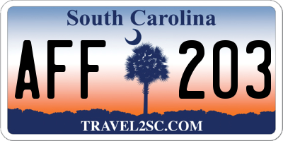 SC license plate AFF203